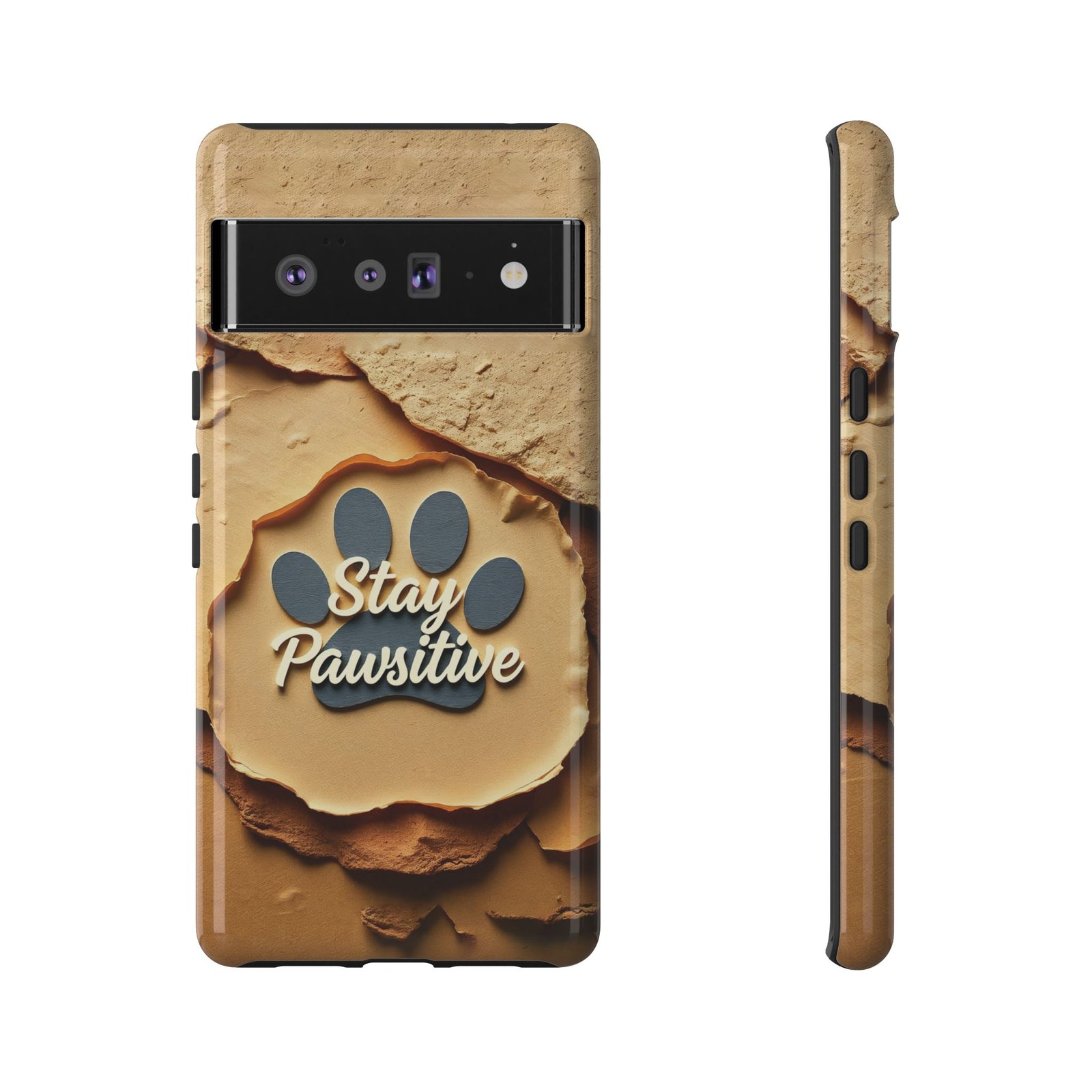 Stay Pawsitive Sand Paw Phone Case | Warm Earth-Tone Dog Lover Gift | Glossy Tough iPhone, Samsung & Pixel Cover - Image 77