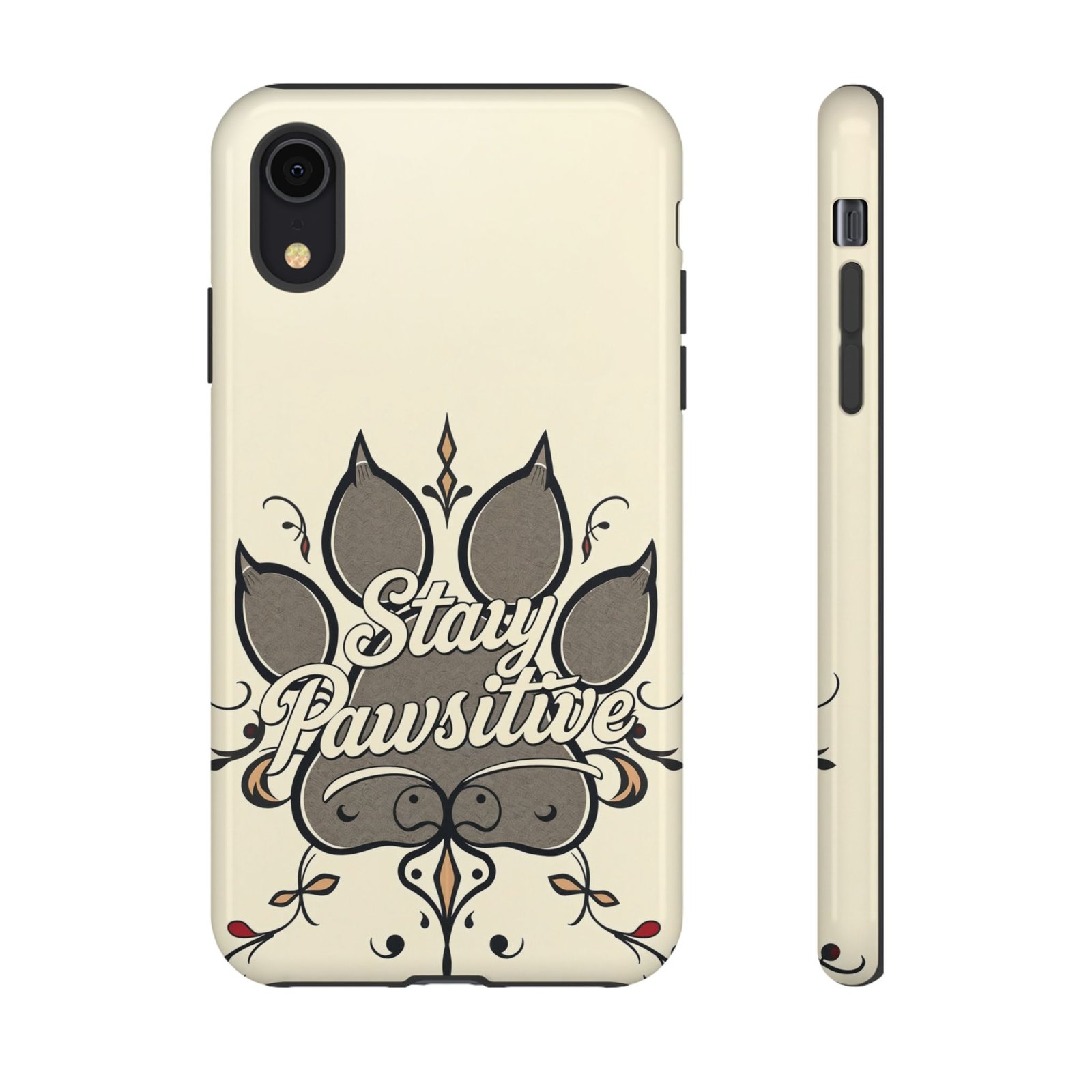 Stay Pawsitive Floral Paw Phone Case | Dog Lover Gift | Glossy Tough iPhone, Samsung & Pixel Cover - Image 4