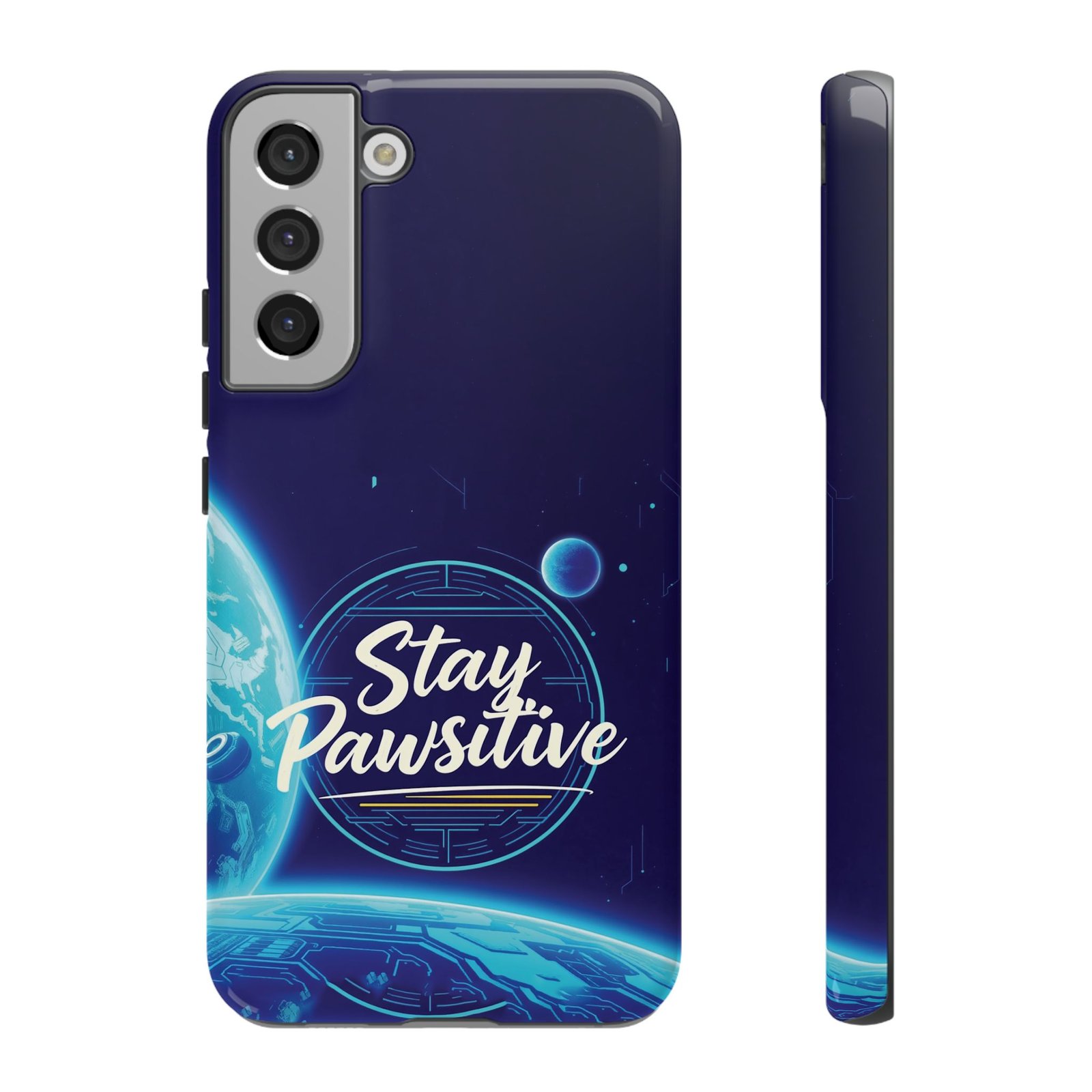 Stay Pawsitive Planet Phone Case | Cyber Paws Collection by CleoCloudy™ | Glossy Tough iPhone, Samsung & Pixel Cover - Image 40