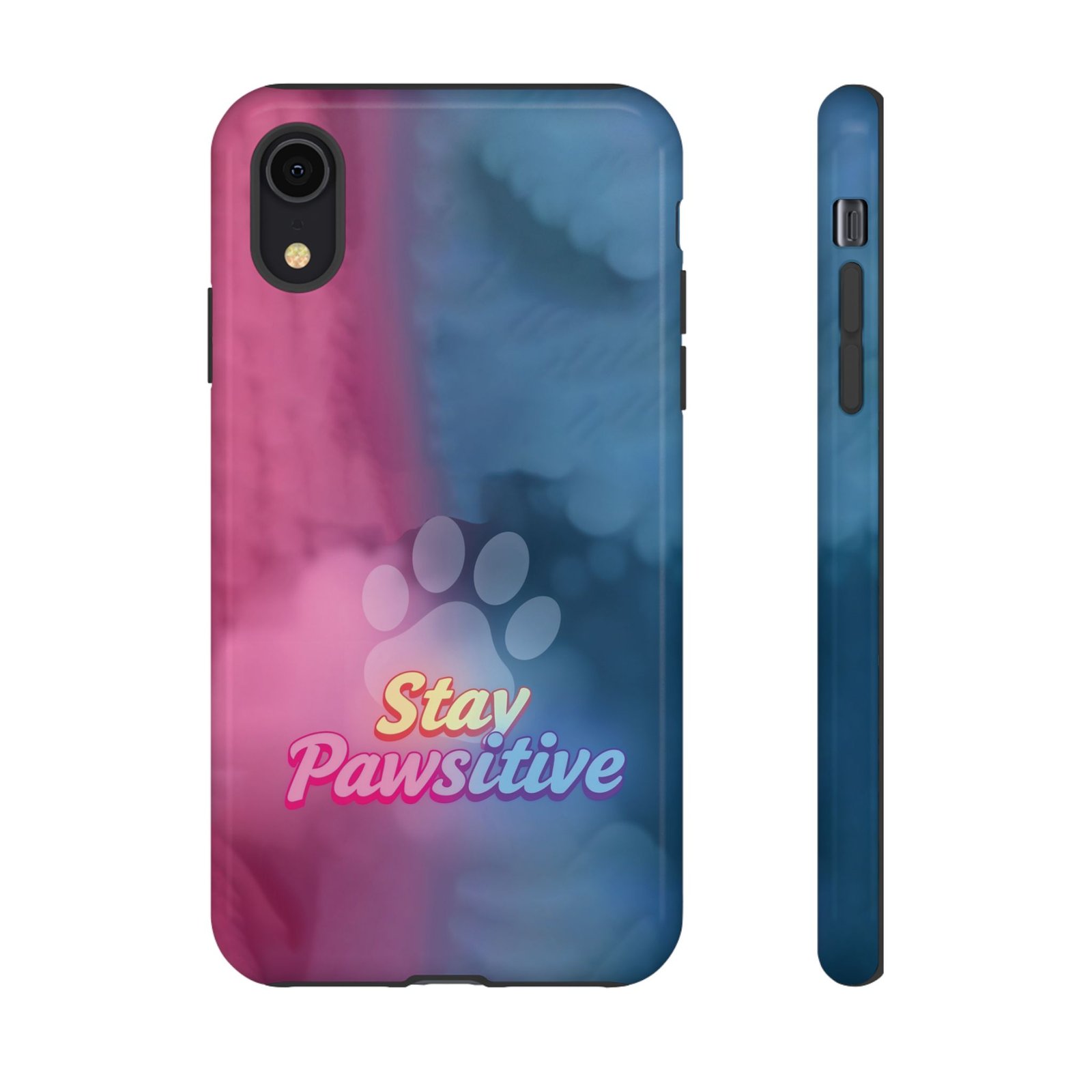 Stay Pawsitive Neon Paw Phone Case | Colorful Dog Lover Gift | Glossy Tough iPhone, Samsung & Pixel Cover - Image 4