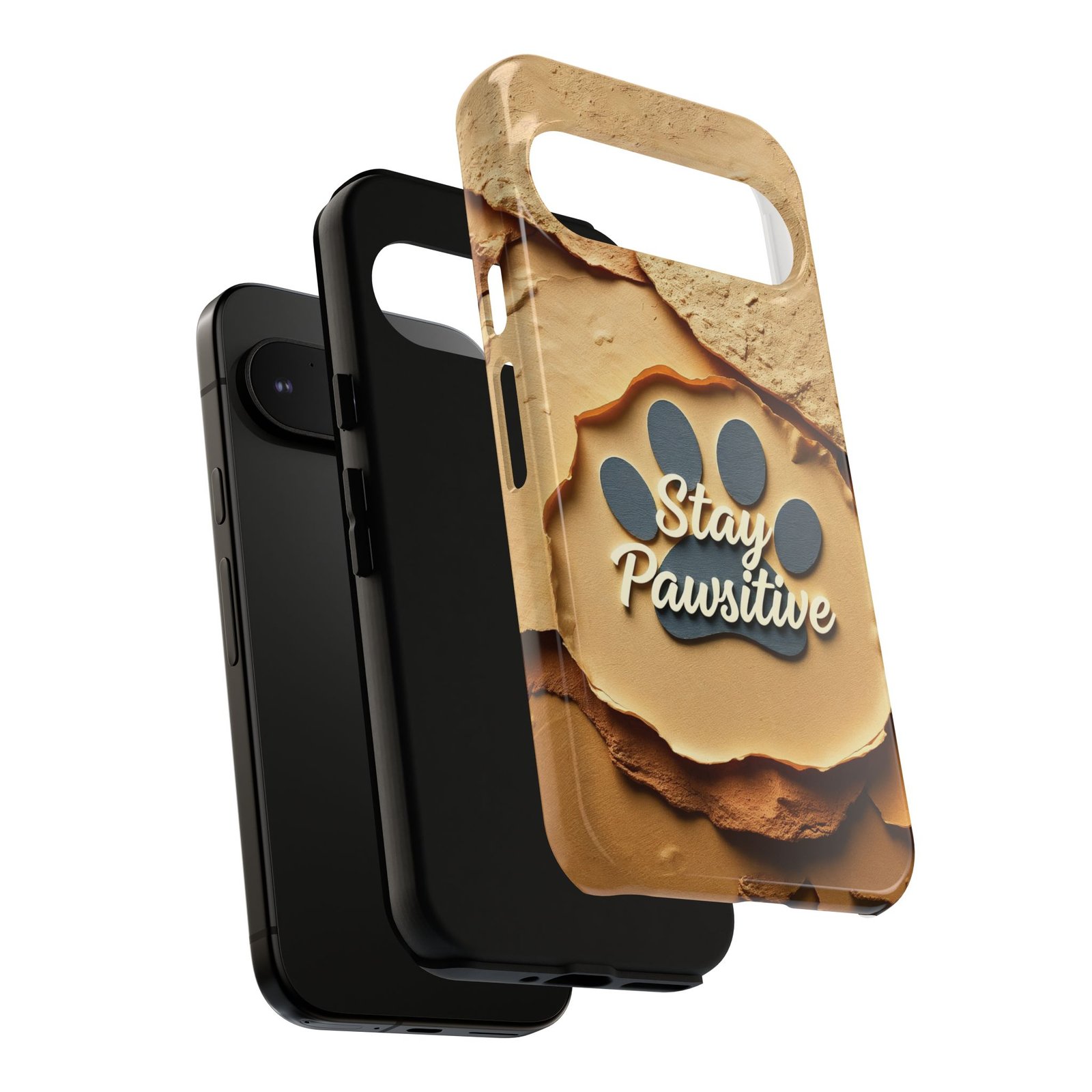 Stay Pawsitive Sand Paw Phone Case | Warm Earth-Tone Dog Lover Gift | Glossy Tough iPhone, Samsung & Pixel Cover - Image 134
