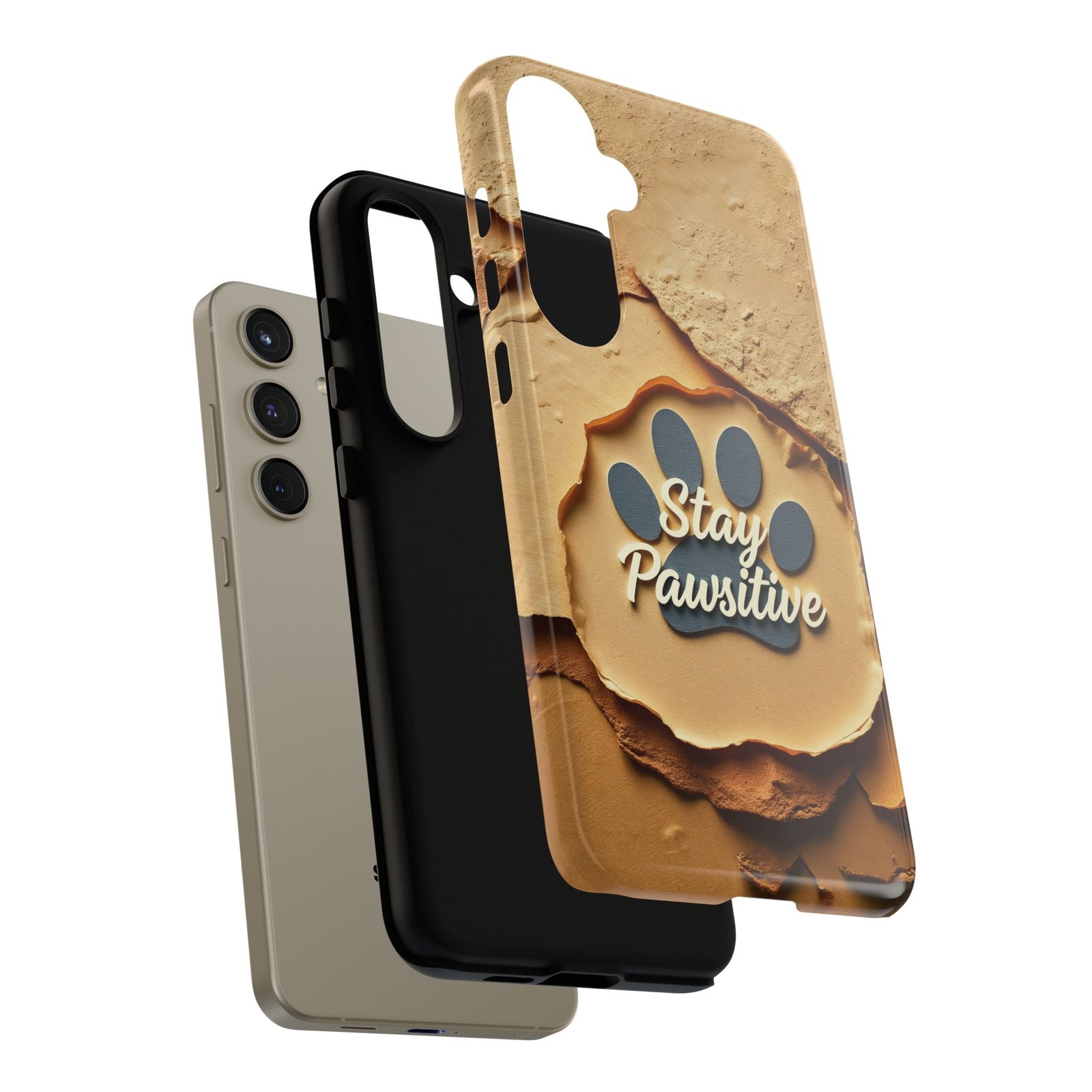 Stay Pawsitive Sand Paw Phone Case | Warm Earth-Tone Dog Lover Gift | Glossy Tough iPhone, Samsung & Pixel Cover - Image 100