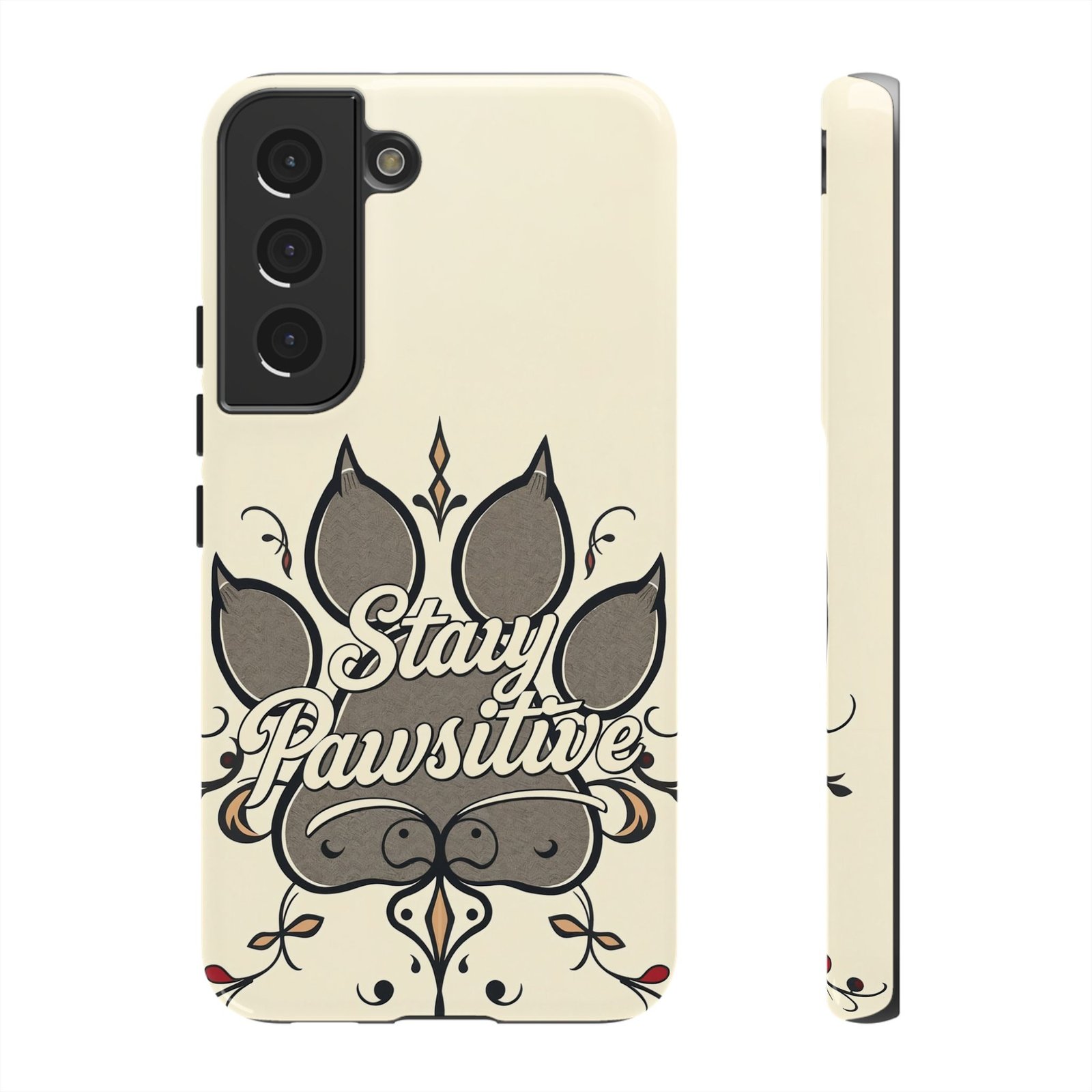 Stay Pawsitive Floral Paw Phone Case | Dog Lover Gift | Glossy Tough iPhone, Samsung & Pixel Cover - Image 38