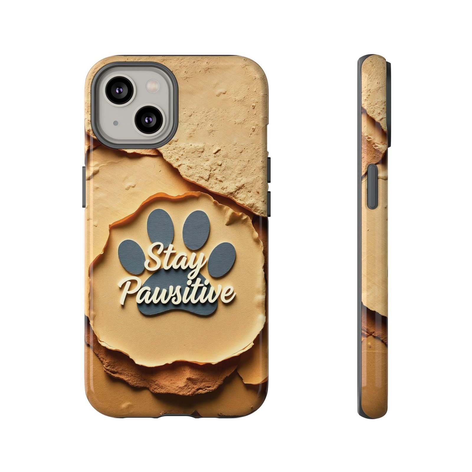 Stay Pawsitive Sand Paw Phone Case | Warm Earth-Tone Dog Lover Gift | Glossy Tough iPhone, Samsung & Pixel Cover - Image 45