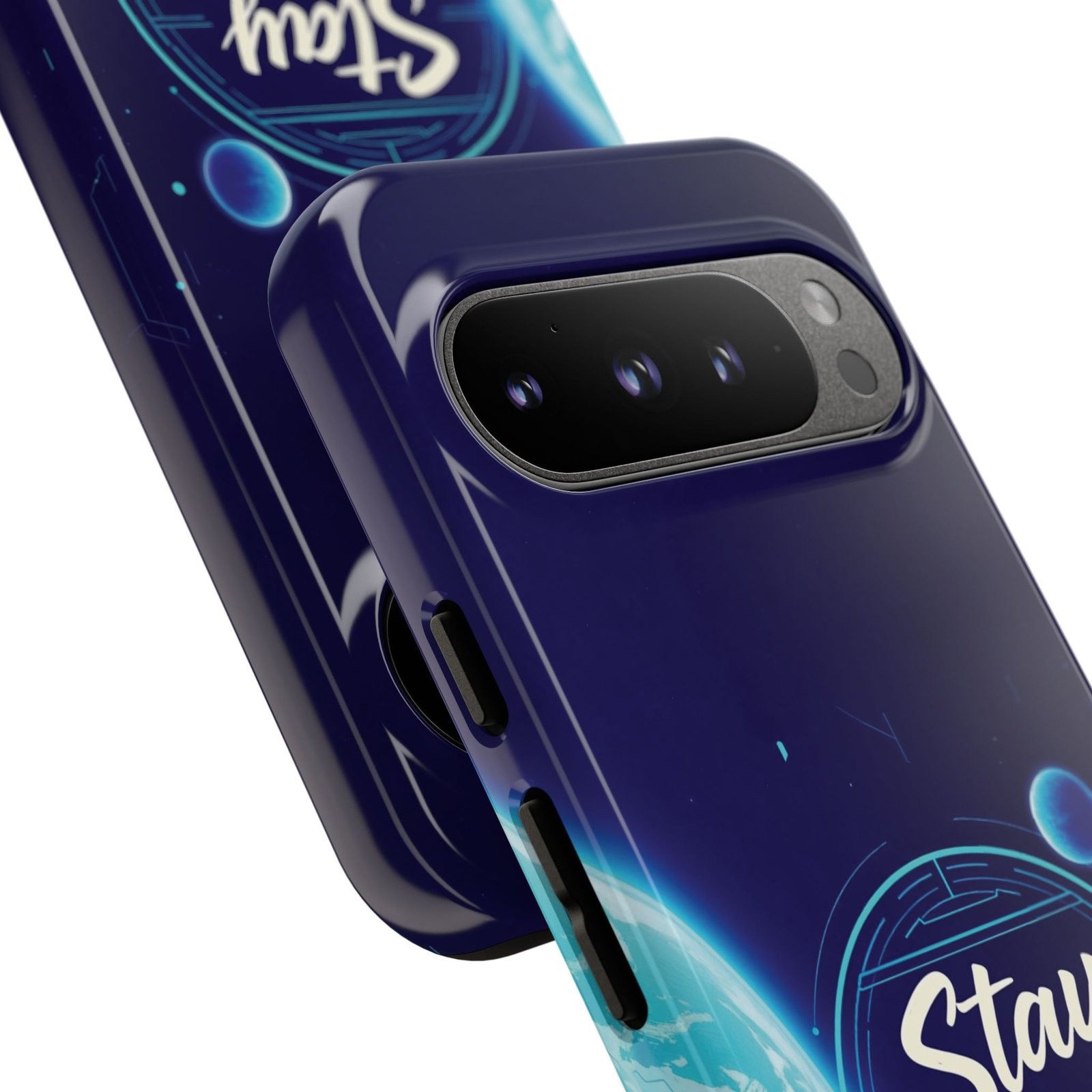 Stay Pawsitive Planet Phone Case | Cyber Paws Collection by CleoCloudy™ | Glossy Tough iPhone, Samsung & Pixel Cover - Image 132