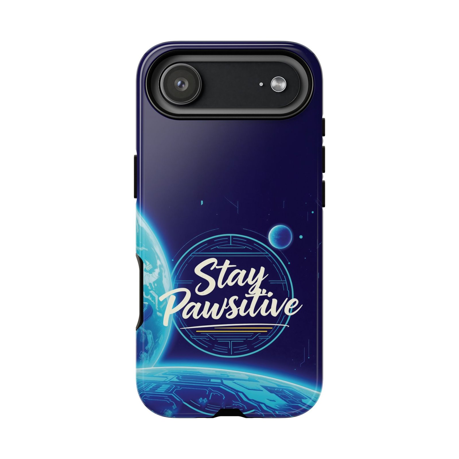 Stay Pawsitive Planet Phone Case | Cyber Paws Collection by CleoCloudy™ | Glossy Tough iPhone, Samsung & Pixel Cover - Image 171