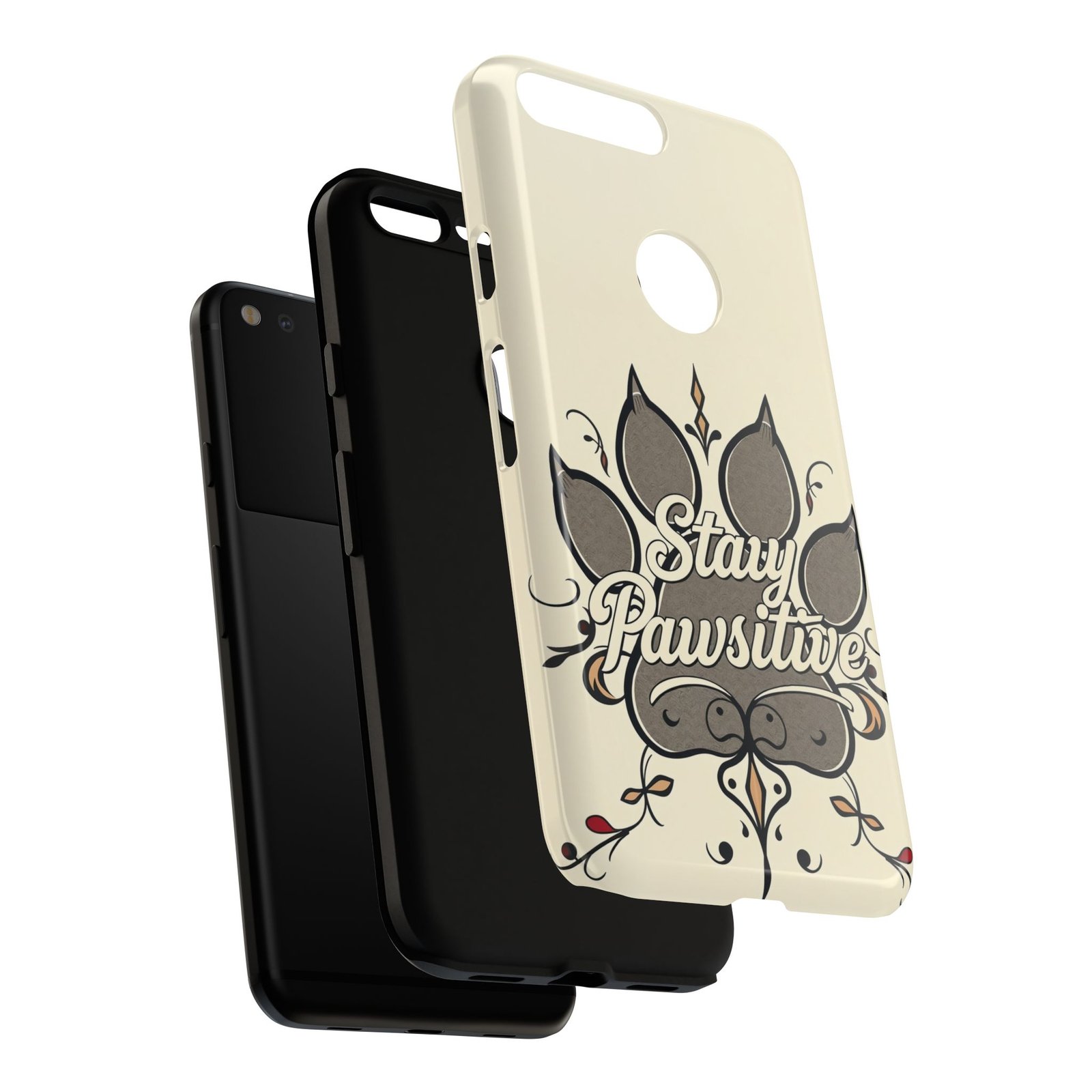 Stay Pawsitive Floral Paw Phone Case | Dog Lover Gift | Glossy Tough iPhone, Samsung & Pixel Cover - Image 157