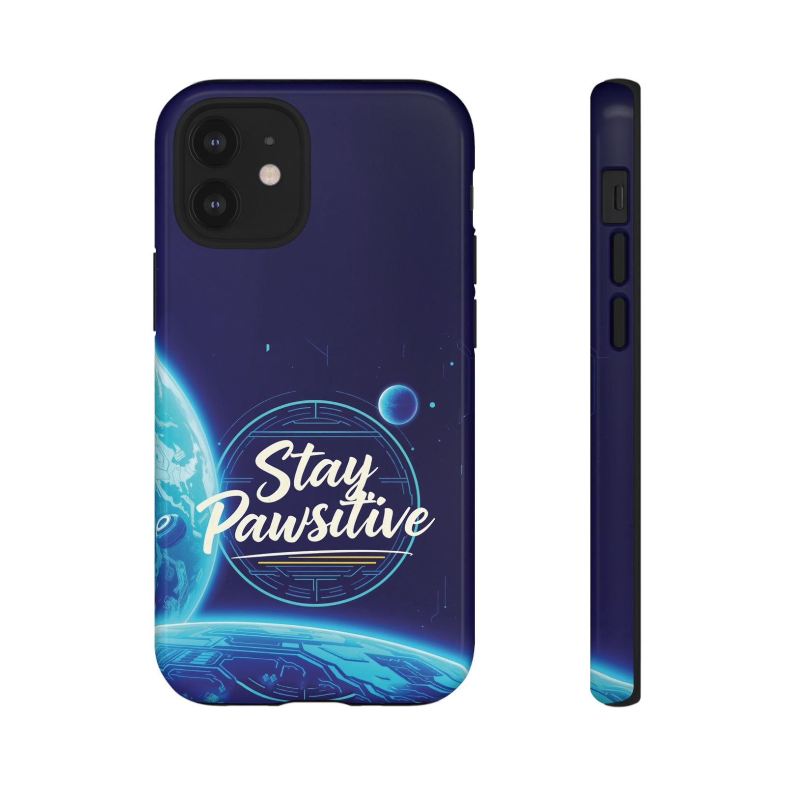 Stay Pawsitive Planet Phone Case | Cyber Paws Collection by CleoCloudy™ | Glossy Tough iPhone, Samsung & Pixel Cover - Image 15