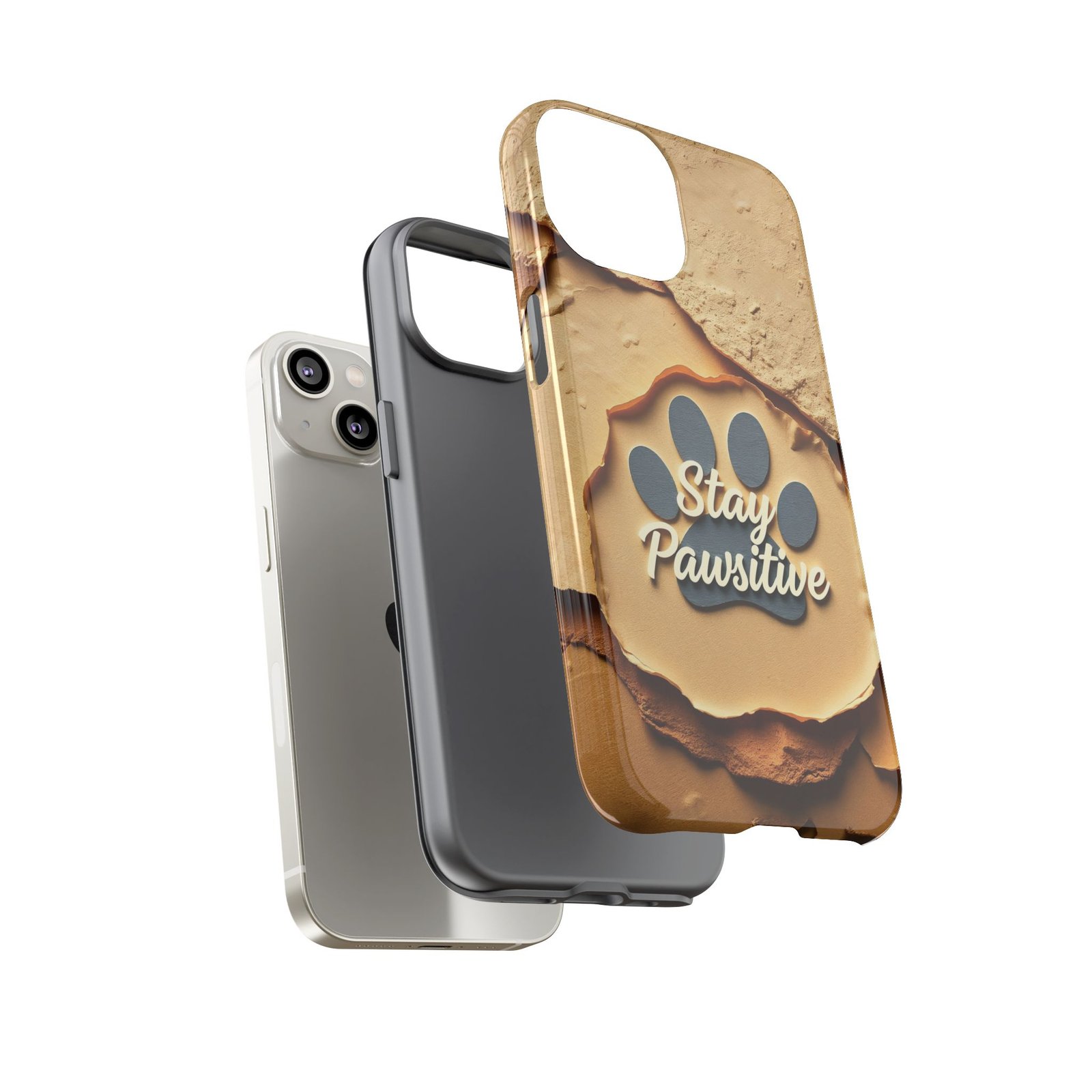 Stay Pawsitive Sand Paw Phone Case | Warm Earth-Tone Dog Lover Gift | Glossy Tough iPhone, Samsung & Pixel Cover - Image 47