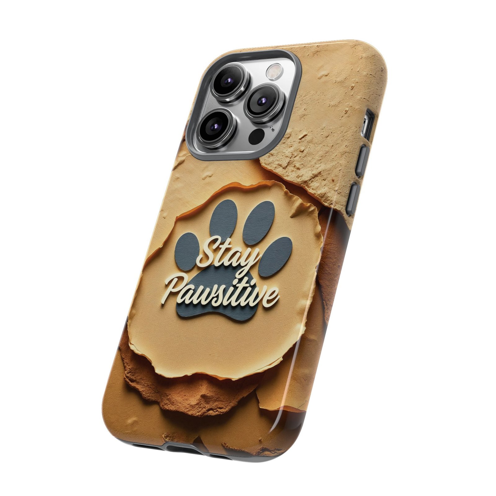 Stay Pawsitive Sand Paw Phone Case | Warm Earth-Tone Dog Lover Gift | Glossy Tough iPhone, Samsung & Pixel Cover - Image 50