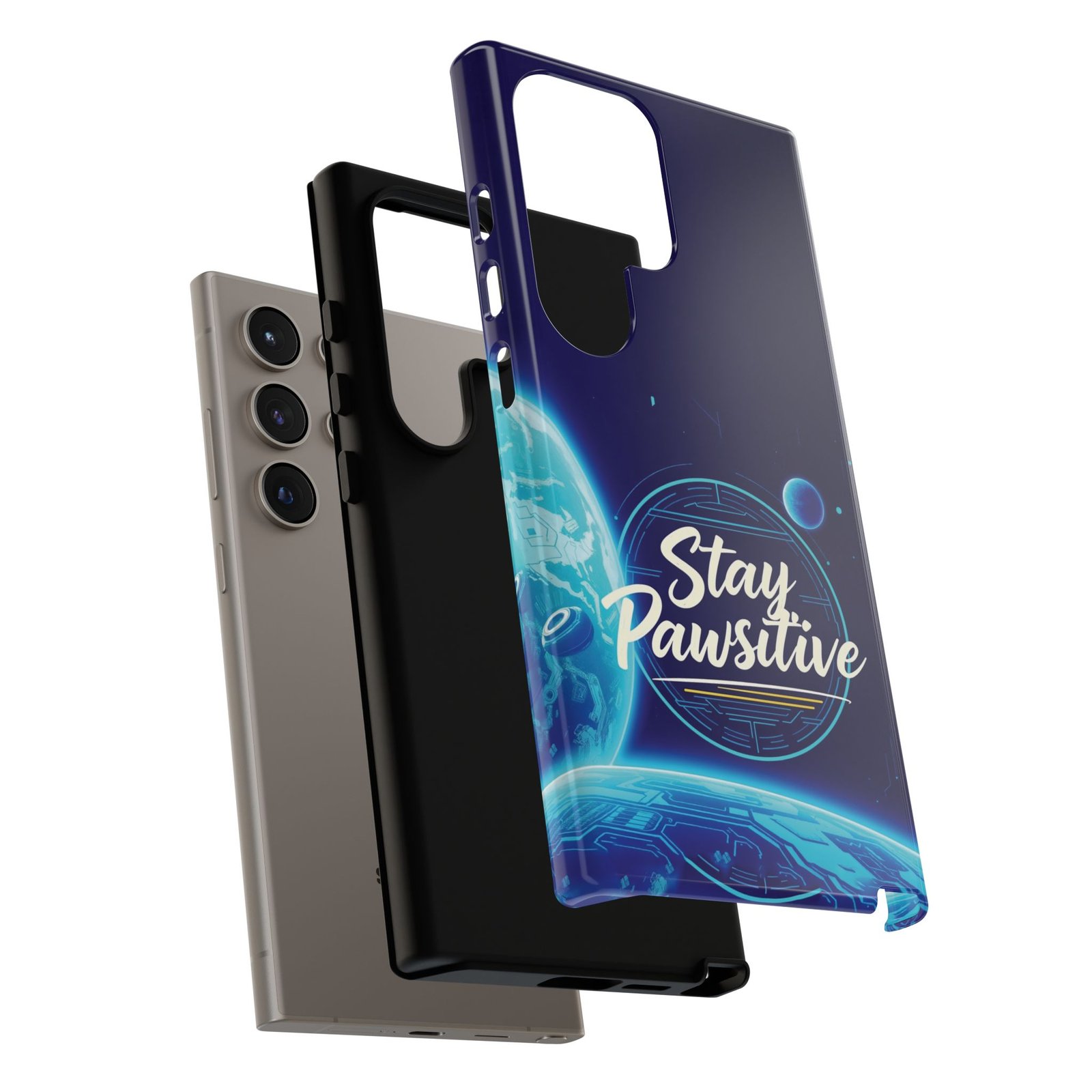Stay Pawsitive Planet Phone Case | Cyber Paws Collection by CleoCloudy™ | Glossy Tough iPhone, Samsung & Pixel Cover - Image 103