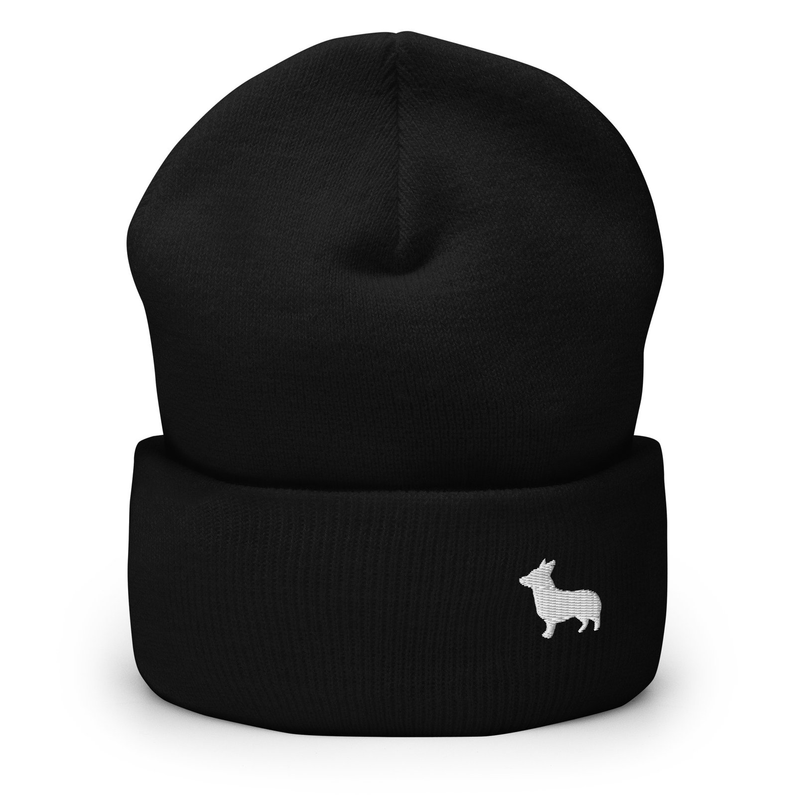 Minimalist White Corgi Embroidered Beanie | Cute Dog Lover Winter Beanie Hat - Image 3