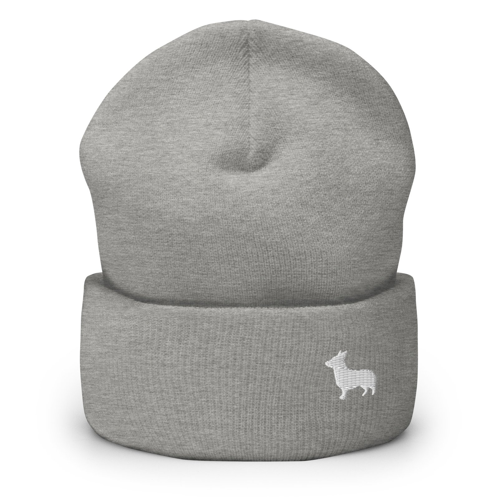 Minimalist White Corgi Embroidered Beanie | Cute Dog Lover Winter Beanie Hat - Image 2