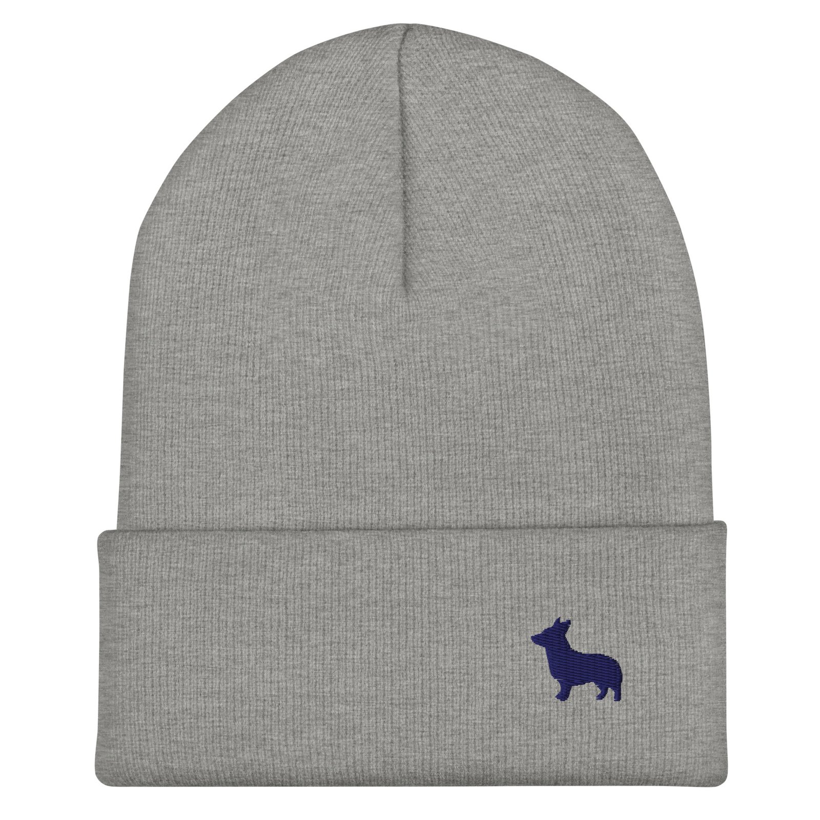 Minimalist Navy Blue Corgi Embroidered Beanie | Cute Dog Lover Winter Beanie Hat - Image 2