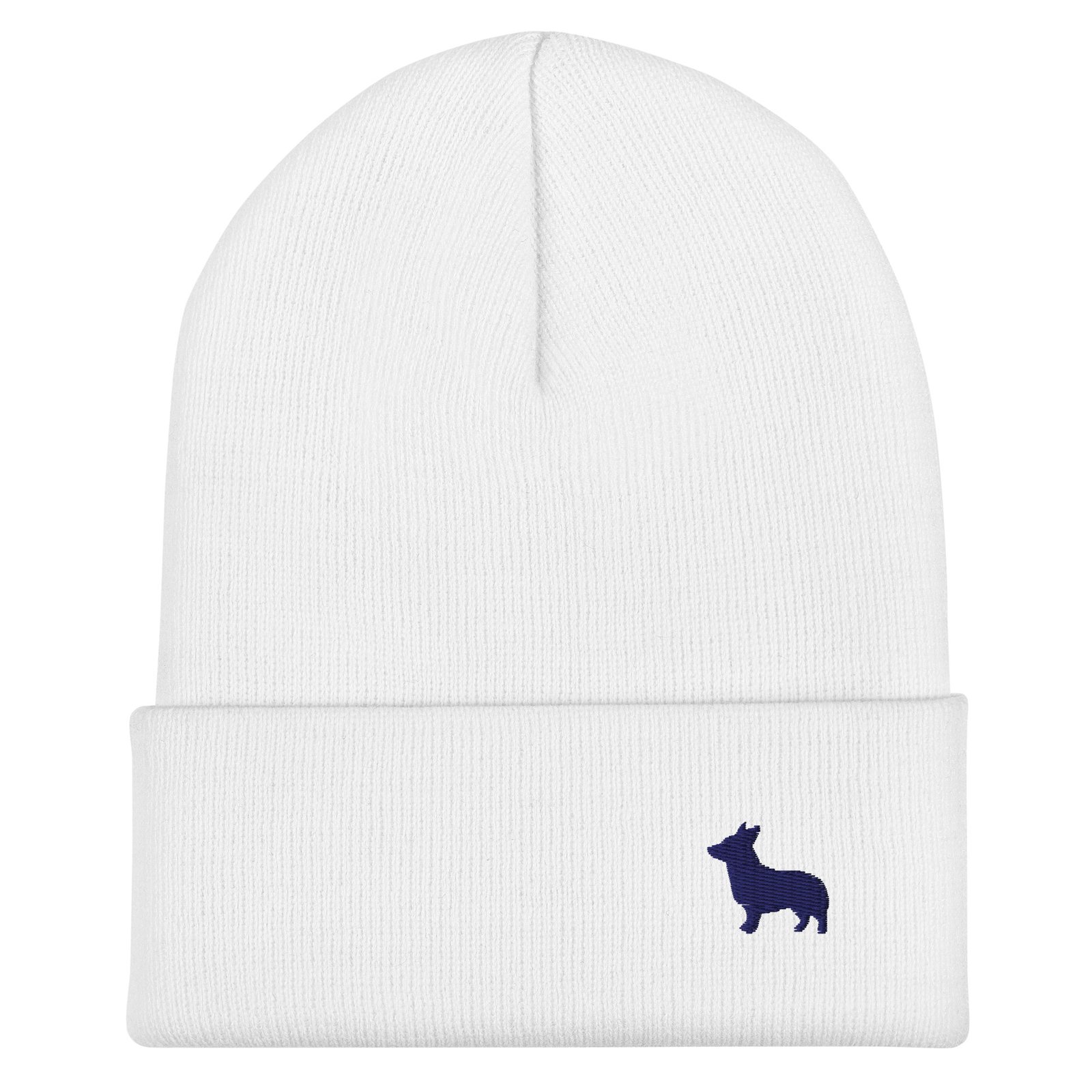 Minimalist Navy Blue Corgi Embroidered Beanie | Cute Dog Lover Winter Beanie Hat - Image 4