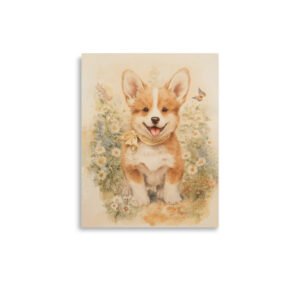 Small Watercolor Corgi Print “Play - Joyful moments” | Vintage Dog Wall Art | CleoCloudy™ Fine Art
