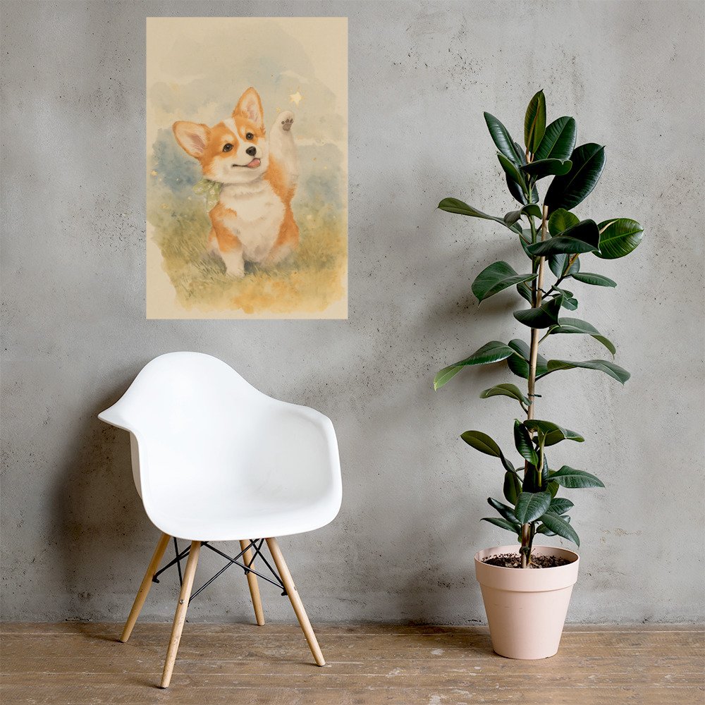 Museum Quality Corgi Art Print “Dream” | Dog Nursery & Farmhouse Decor | Giclée Poster CleoCloudy™ - Image 2