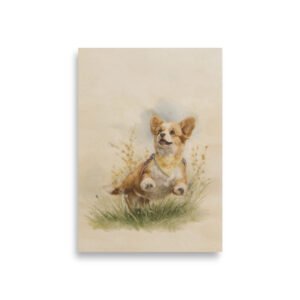 Large & Oversized Corgi Wall Art Print “Grow – First Steps” | Vintage Watercolor Farmhouse Decor | Fine Art Giclée Poster CleoCloudy™
