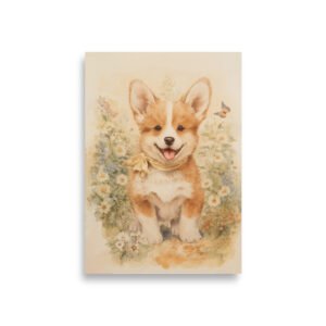 Large Watercolor Corgi Print “Play - Joyful moments” | Vintage Dog Wall Art | CleoCloudy™ Fine Art