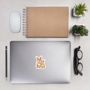 Corgi Dog Sticker – CleoCloudy™ | Cute Dog Vinyl Sticker | 3x3" or 4x4" | Laptop, Water Bottle, Kids Gift