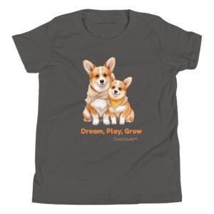 Corgi Dog Kids T-Shirt | Cute Dog Graphic Tee | Youth Bella+Canvas 3001Y | Gift for Kids & Families | CleoCloudy™
