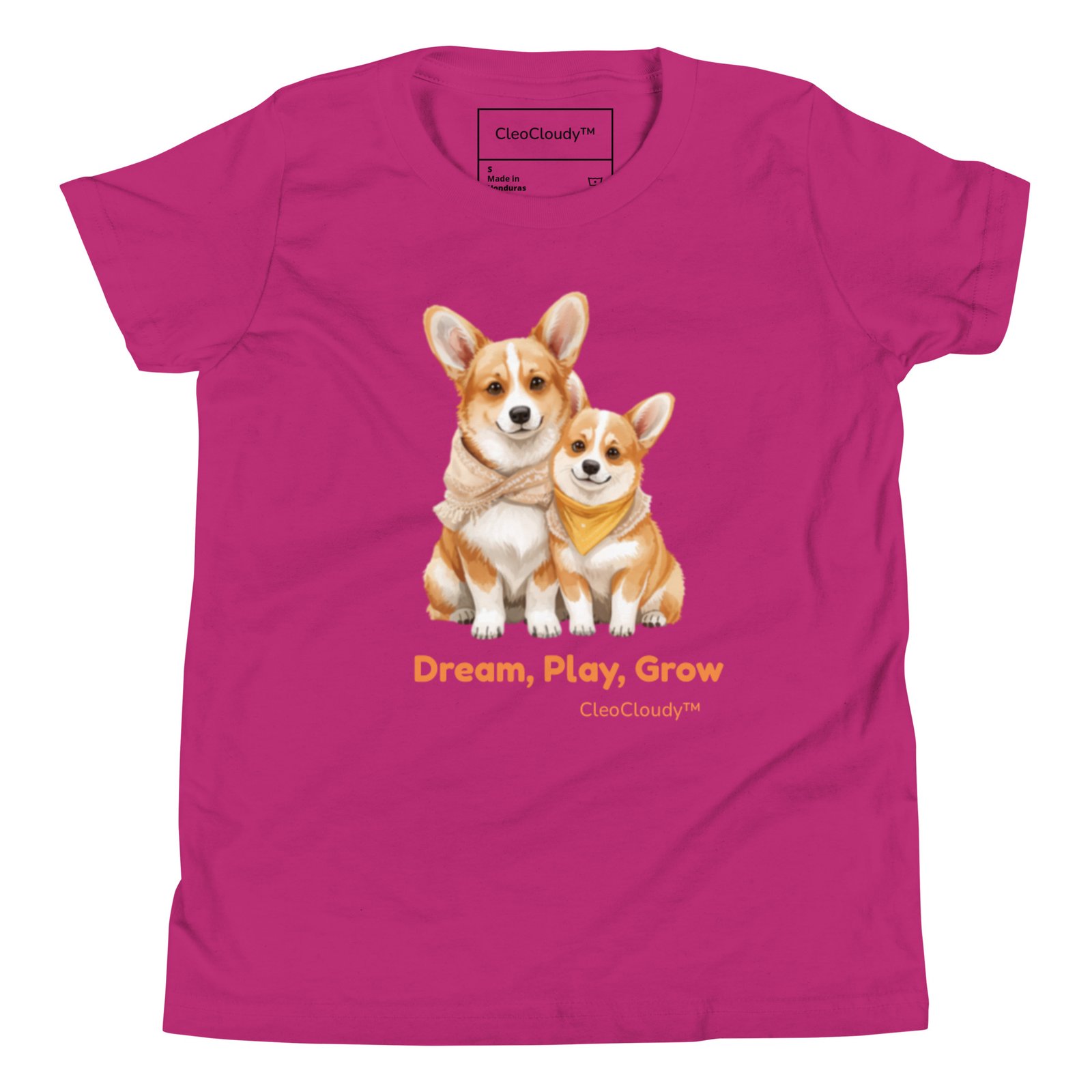 Corgi Dog Kids T-Shirt | Cute Dog Graphic Tee | Youth Bella+Canvas 3001Y | Gift for Kids & Families | CleoCloudy™ - Image 3