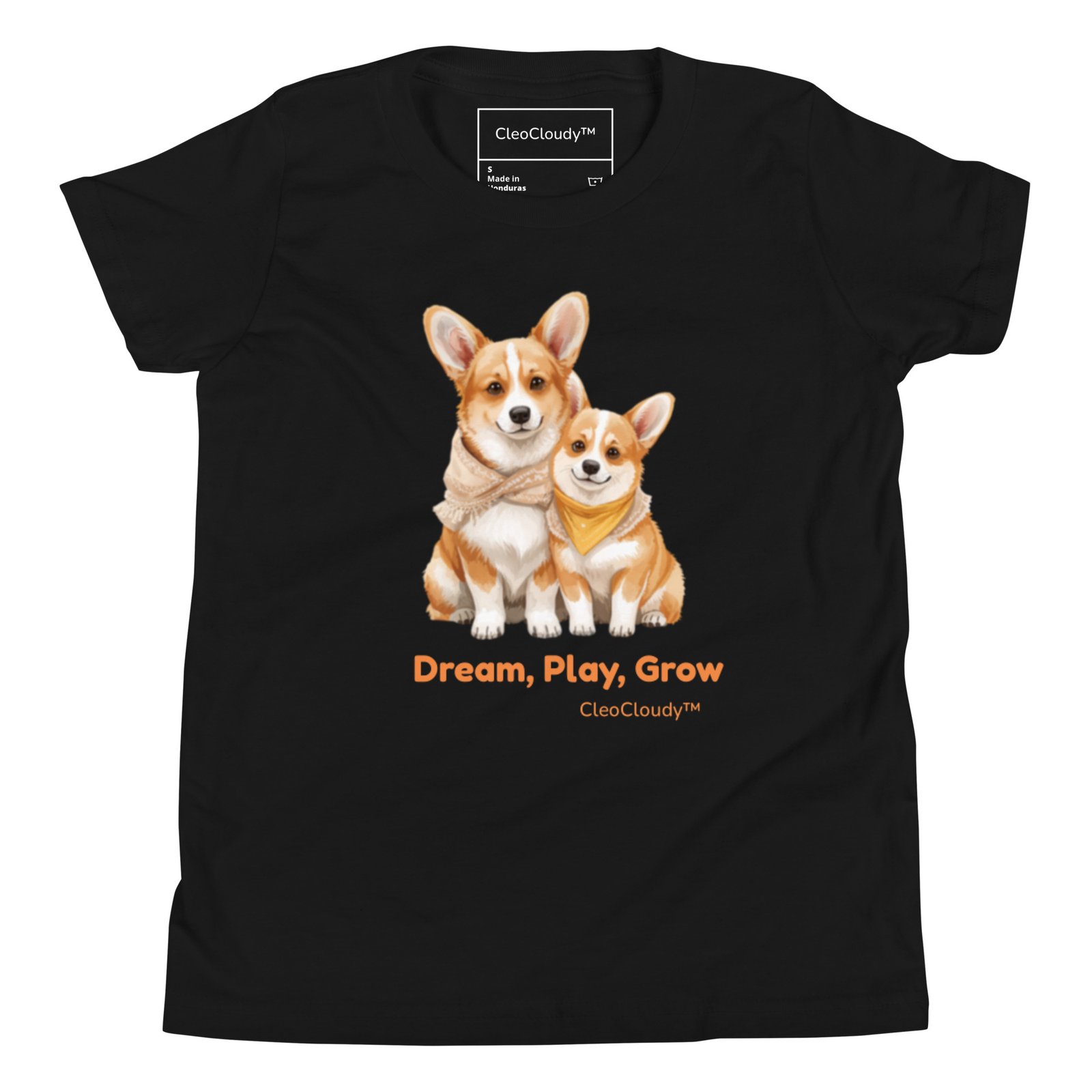 Corgi Dog Kids T-Shirt | Cute Dog Graphic Tee | Youth Bella+Canvas 3001Y | Gift for Kids & Families | CleoCloudy™ - Image 4