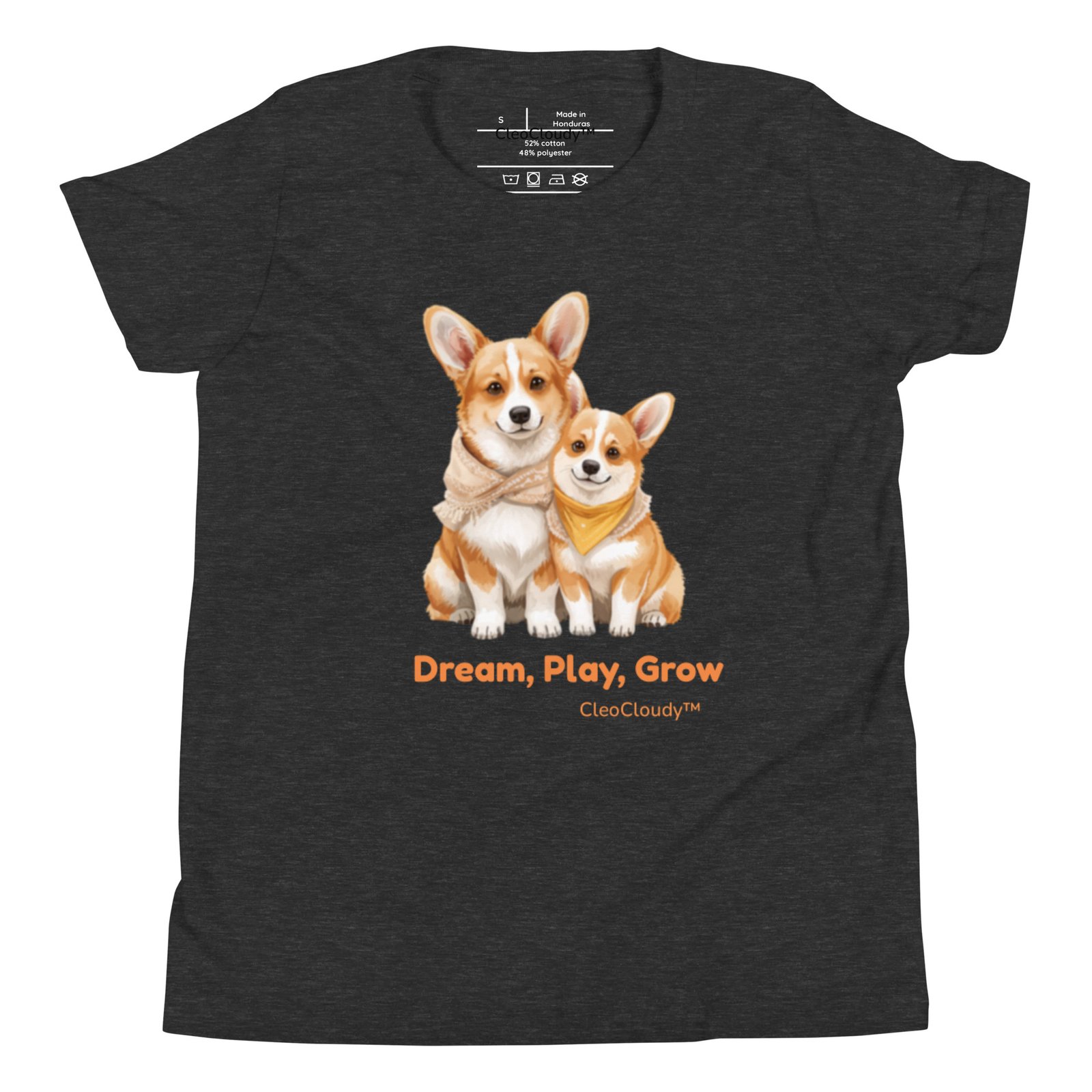 Corgi Dog Kids T-Shirt | Cute Dog Graphic Tee | Youth Bella+Canvas 3001Y | Gift for Kids & Families | CleoCloudy™ - Image 5