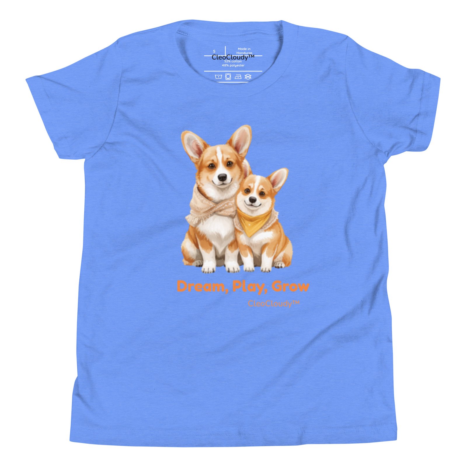 Corgi Dog Kids T-Shirt | Cute Dog Graphic Tee | Youth Bella+Canvas 3001Y | Gift for Kids & Families | CleoCloudy™ - Image 7
