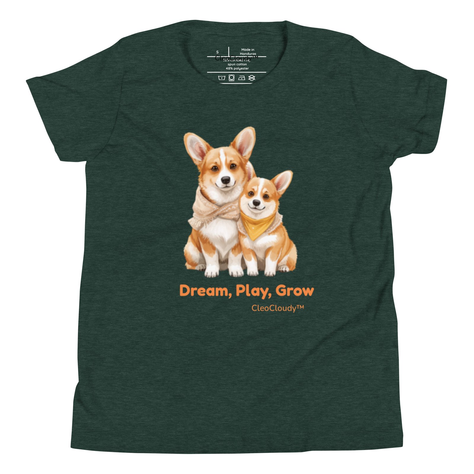 Corgi Dog Kids T-Shirt | Cute Dog Graphic Tee | Youth Bella+Canvas 3001Y | Gift for Kids & Families | CleoCloudy™ - Image 9