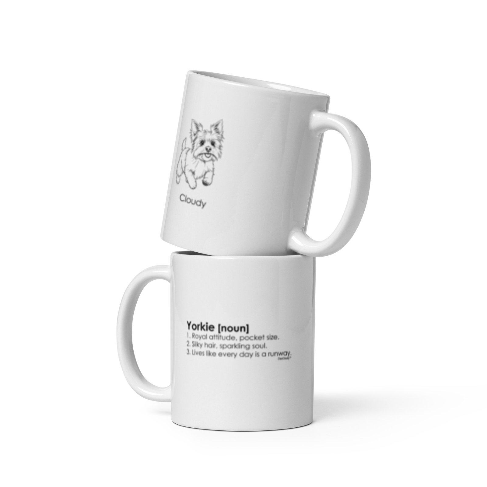 Yorkie Definition Mug | Personalized Minimalist Dog Lover Gift | Black & White Custom Mug by CleoCloudy™
