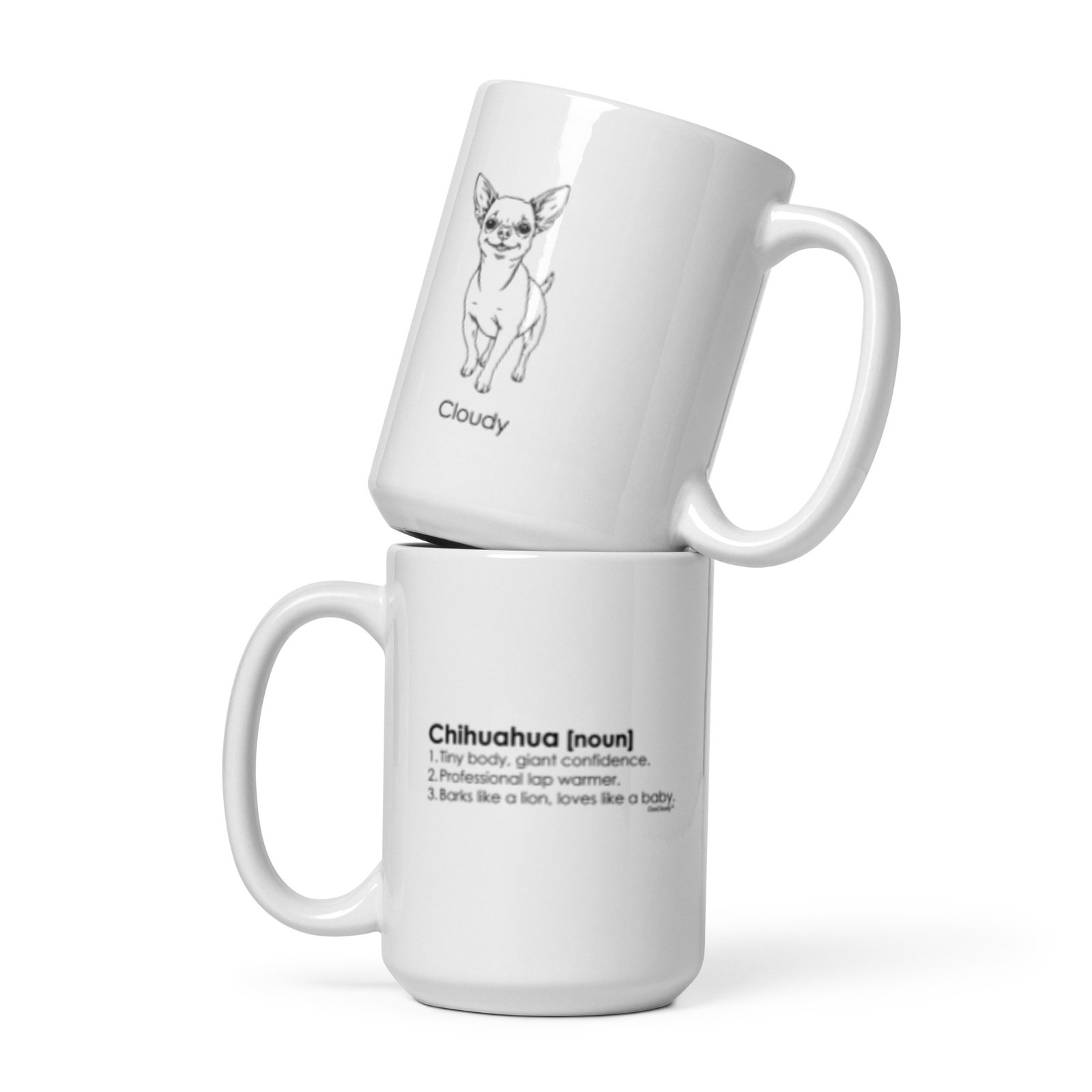 Chihuahua Definition Mug | Personalized Minimalist Dog Lover Gift | Black & White Custom Mug by CleoCloudy™ - Image 2