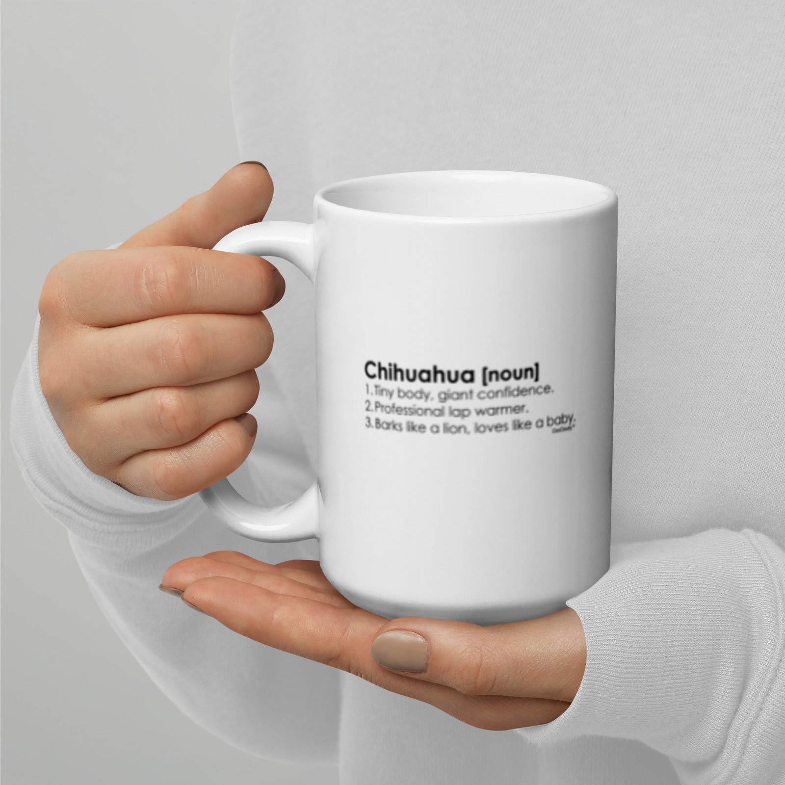 Chihuahua Definition Mug | Personalized Minimalist Dog Lover Gift | Black & White Custom Mug by CleoCloudy™ - Image 6